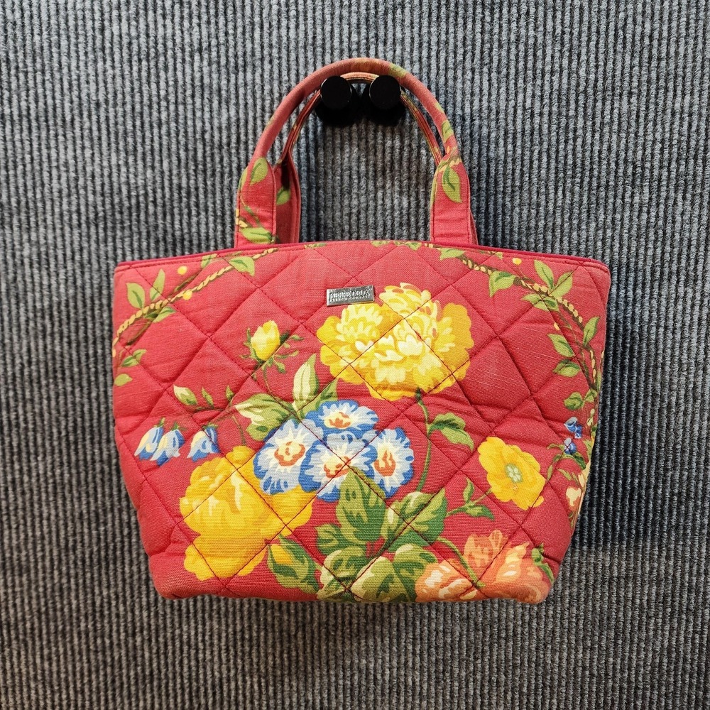 Pierre Deux Handbag Womens Medium Red Floral Quilted Cotton French Country Purse